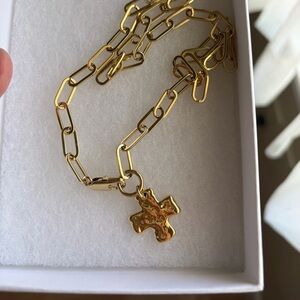 James Michelle Gold Chunky Cross Chain Necklace 18”